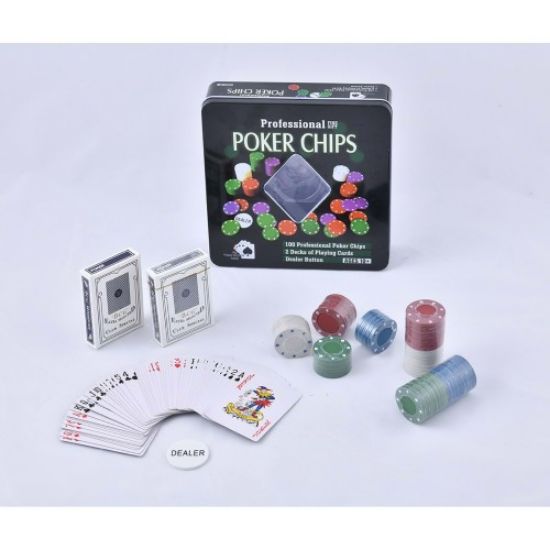 Poker Oyunu 100 Chip Ve 2 Adet İskambil Kağıt Setine Sahip Poker Oyunu No 1  resmi