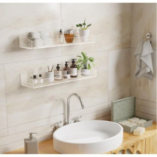 2'li Şık ve Minimalist Tasarımlı Şeffaf Duvar Rafı   resmi
