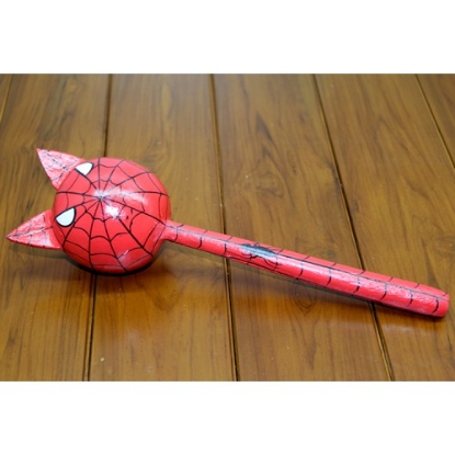 Ahşap Kedili Spiderman Marakas Tekli  resmi