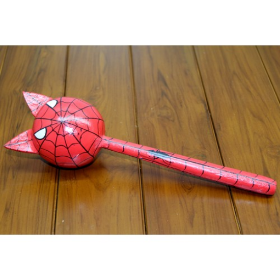 Ahşap Kedili Spiderman Marakas Tekli  resmi