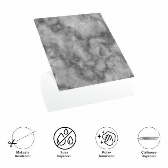 DecoHandy  Pvc Duvar Karosu 30x30cm 4'lü Paket - Mermer Desenli Siyah 0,36m2 resmi