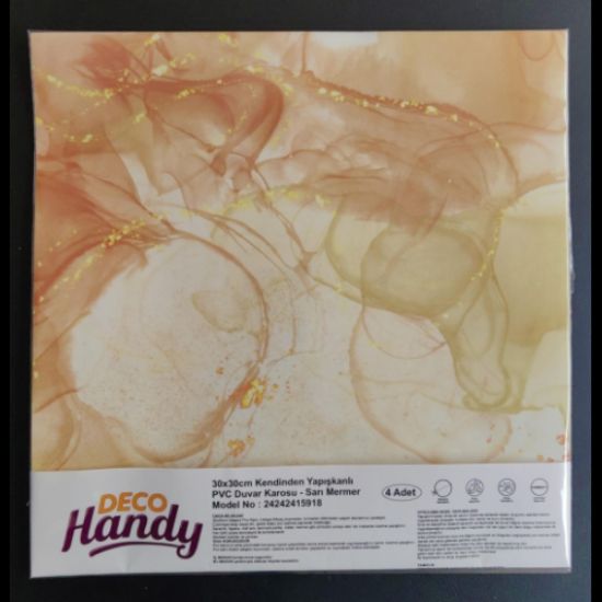 Decohandy 30x30 Cm Pvc Duvar Karosu 4'Lü Paket - Sarı Mermer resmi