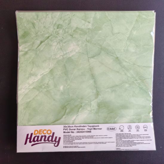 Decohandy 30x30 Cm Pvc Duvar Karosu 4'Lü Paket - Yeşil Mermer resmi