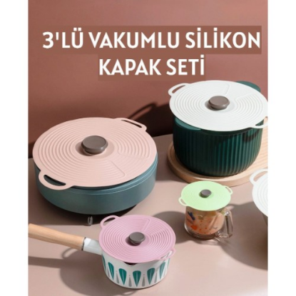 3'lü Vakumlu Silikon Kapak Seti resmi
