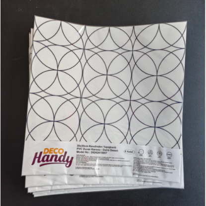 30x30 Cm Pvc Yer Karosu 4'Lü Paket - Siyah Daire Geometrik Desen resmi