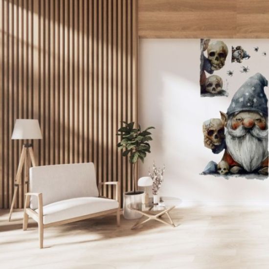 Gotik Cüce ve Kafatası Duvar Sticker Seti resmi