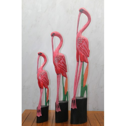 Ahşap 3'lü Flamingo Seti  resmi