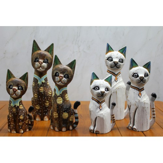 Ahşap 3'lü Kedi Seti 30 Cm  resmi