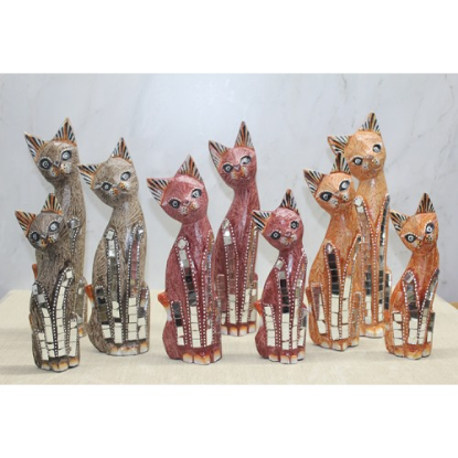 Ahşap 3'lü Kedi Seti 30 Cm Model 2 resmi