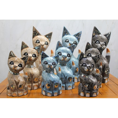 Ahşap 3'lü Kedi Seti 40 Cm resmi