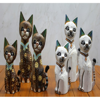 Ahşap 3'lü Kedi Seti 50 Cm Model 3 resmi