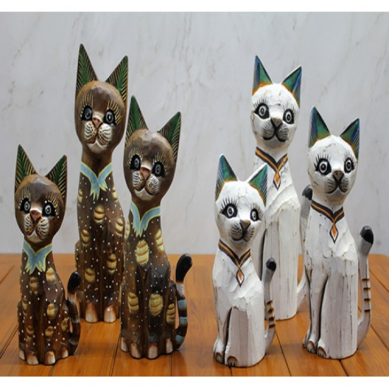 Ahşap 3'lü Kedi Seti 50 Cm Model 3 resmi