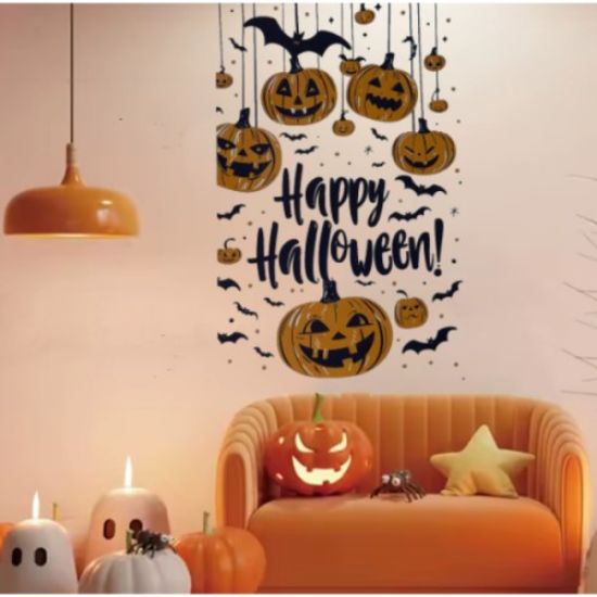 Halloween Temalı Balkabaklı Duvar Sticker Seti resmi