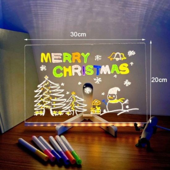 LED Aydınlatmalı Yazı ve Çizim Tahtası - Büyük Boy 30x20 cm resmi