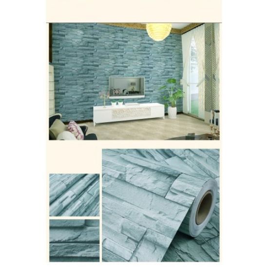 Mavi Tuğla 3D Duvar Kaıdı 3 Metre resmi