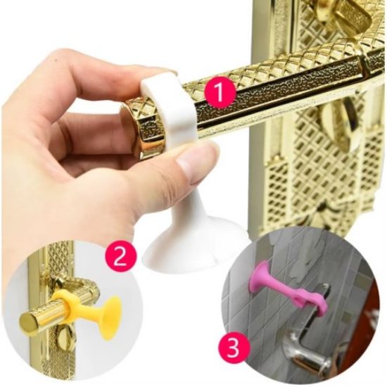 Renkli Vantuzlu Geçmeli Kapı Kolu Stoper 4lü Set resmi