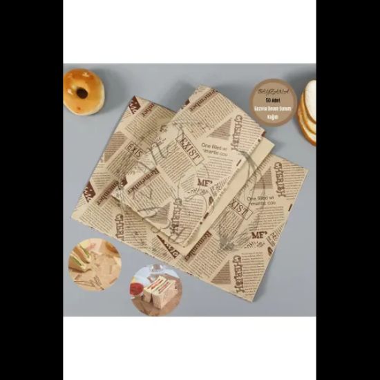 Vintage Gazete Desenli Sunum Kağıdı 50 Adet resmi
