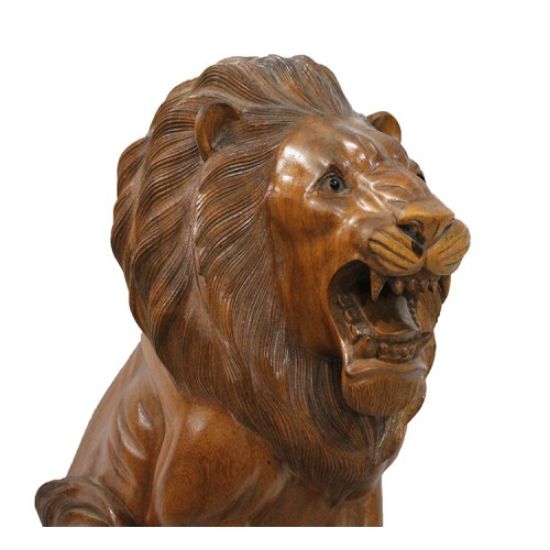 Ahşap Aslan Figürü 50 cm  resmi