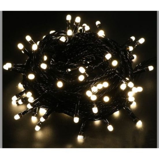 5m Boncuk Lamba Gün Işığı 8 Fonksiyon 100 Led Fişli Siyah Kablo resmi