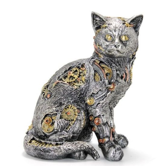 Steampunk Polyester Kedi Figürü Model 1  resmi