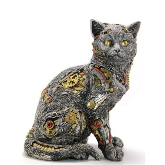 Steampunk Polyester Kedi Figürü Model 2  resmi