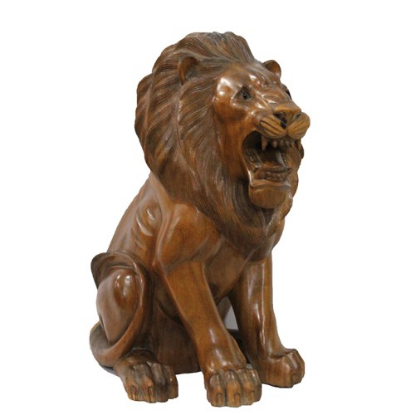 Ahşap Aslan Figürü 50 cm  resmi