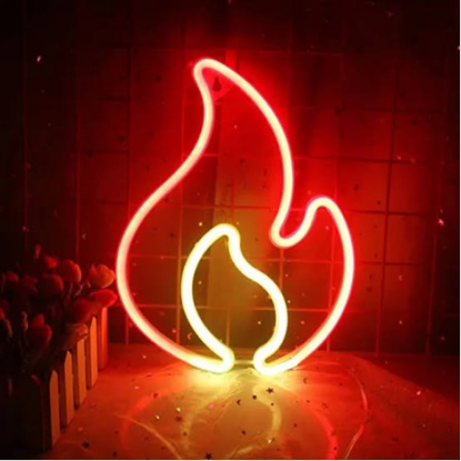 Duvara Asmalı Neon Alev LED  resmi