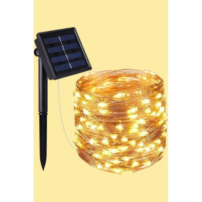 Güneş Enerjili 200 LED Dış Mekan Aydınlatma Şeridi resmi