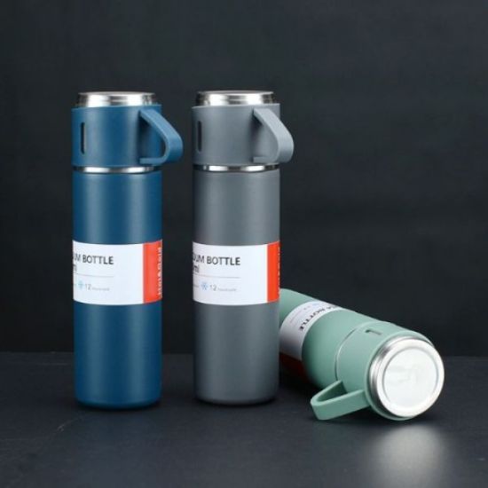 Paslanmaz Çelik Bardaklı Termos Seti 500 ML resmi