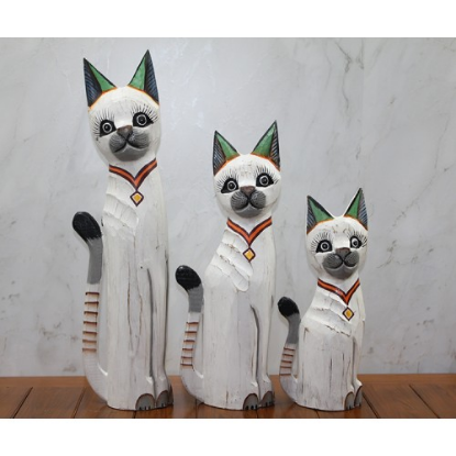 Ahşap 3'lü Kedi Seti 50 Cm  resmi