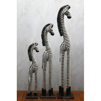 Ahşap 3'lü Zebra Figürü  resmi