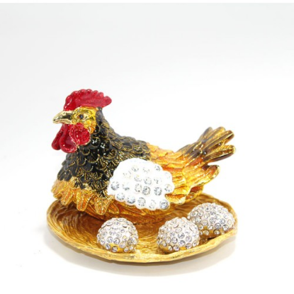 Swarovski Taşlı Yumurtalı Tekli Tavuk Model 1  resmi