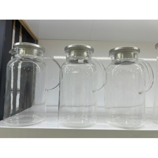 1500 ml Borosilikat Cam Su Sürahisi - Metal Kapaklı ve Isıya Dayanıklı resmi