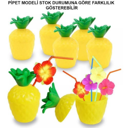 Ananas Pipetli Bardak  resmi