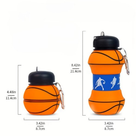 Basketbol Topu Tasarımlı Akordiyon Su Şişesi  resmi