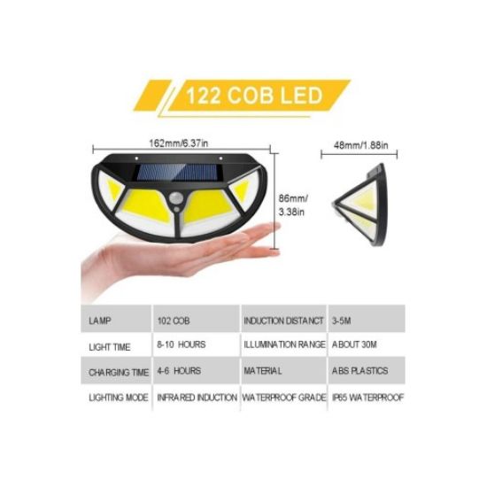 Fonksiyonel Sensörlü 122 Ledli Solar Bahçe Lambası resmi