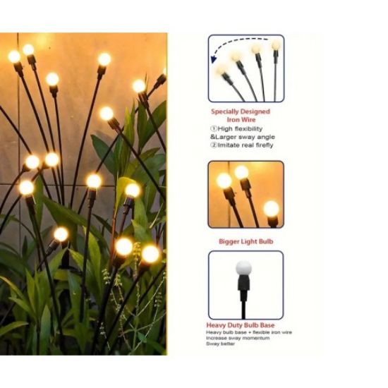 Solar LED Ateşböceği Bahçe Işıkları 2 Adet resmi