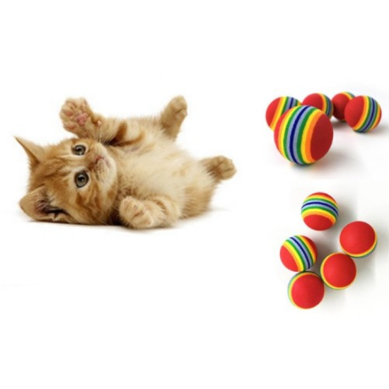 2 Adet Gökkuşağı Renkli Kedi Köpek Oyun Topu 4,2 cm resmi