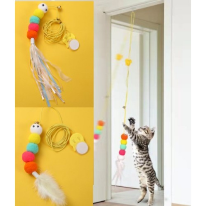 Elastik Yapışkanlı Kedi Oyun Oltası resmi