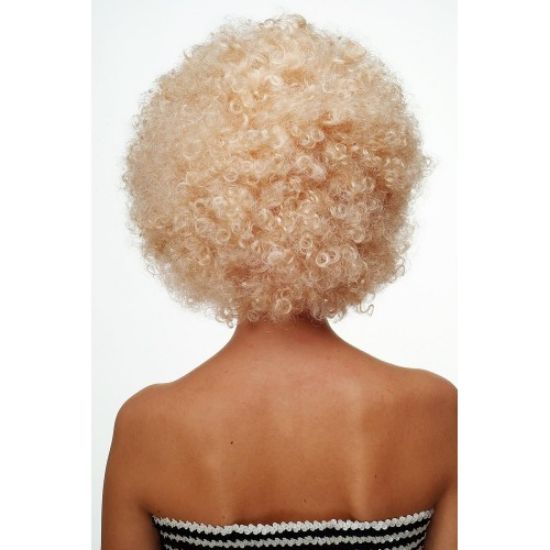 Altın Renk Kıvırcık Afro Parti Peruğu resmi