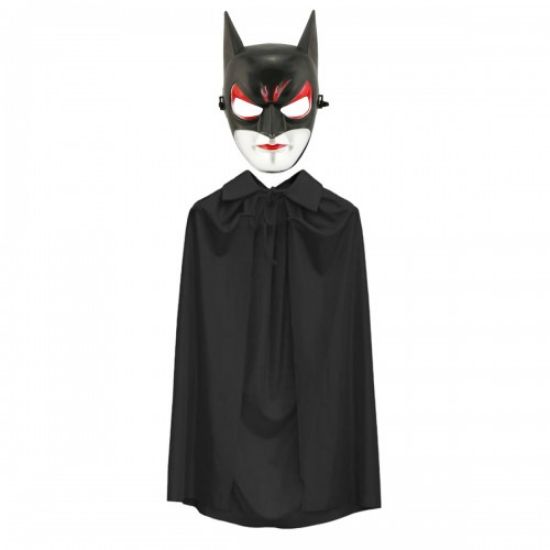 Batman Maskesi Catwoman ve Batman Pelerini Siyah Set resmi