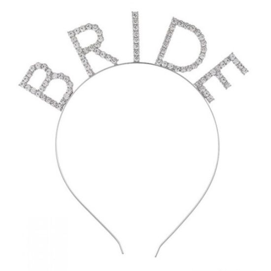 Bekarlığa Veda Kristal Taşlı Gümüş Bride Tacı resmi