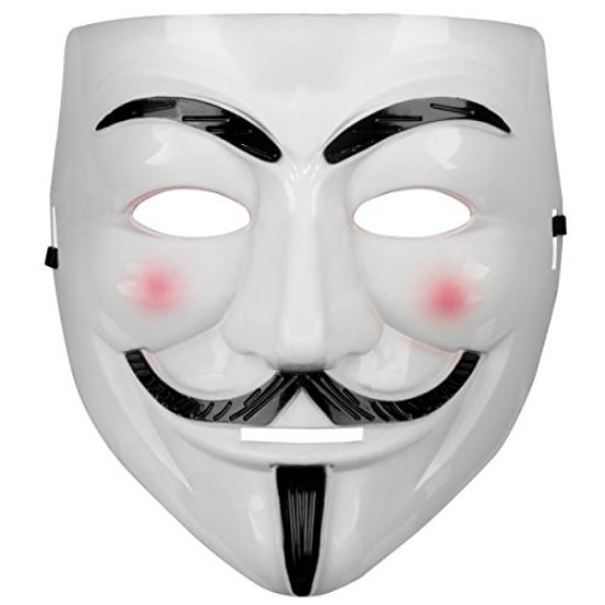 Beyaz Pembe Yanaklı V For Vendetta Maskesi resmi