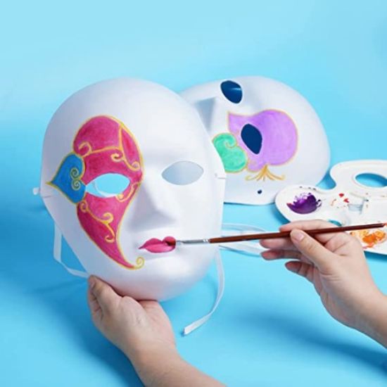 Beyaz Renk Boyanabilir Anonim Tam Yüz Cosplay Maske 24x18 cm resmi