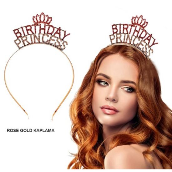 Birthday Princess Kristal Taç – Rose Gold Kaplama resmi