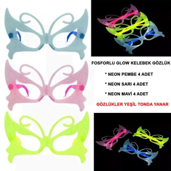 Fosforlu Neon Parti Gözlüğü Seti 12 Adet resmi