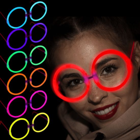 Glow Stick Yuvarlak Parti Gözlüğü 6 Adet resmi