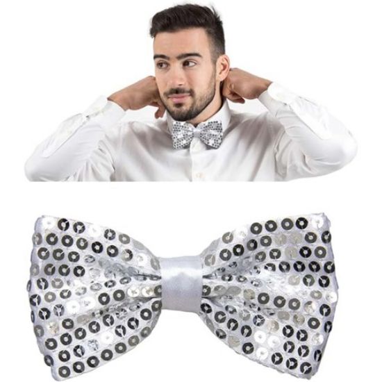 Gümüş Payetli Pullu Papyon resmi