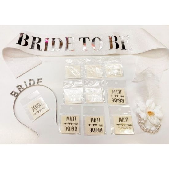 Gümüş Renk Bride Partisi Seti 13 Parça resmi