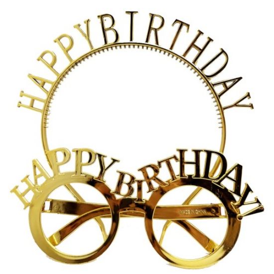 Happy Birthday Gözlük Ve Taç resmi